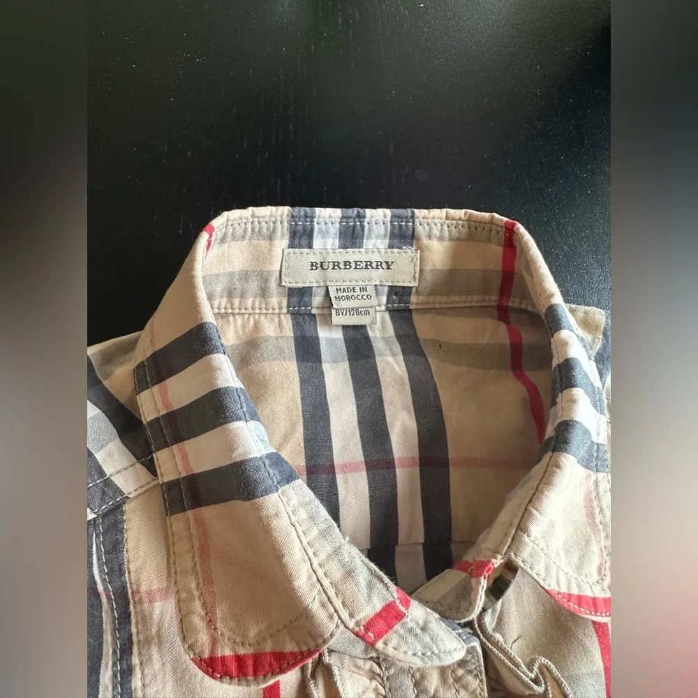 Burberry Plaid Long Sleeve Tie Front Shirt Dress - Picture 2 of 6